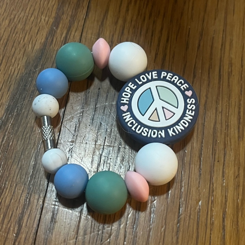 Handmade hope peace Kindness inclusion Beaded Tumbler cup handle accessory charm
